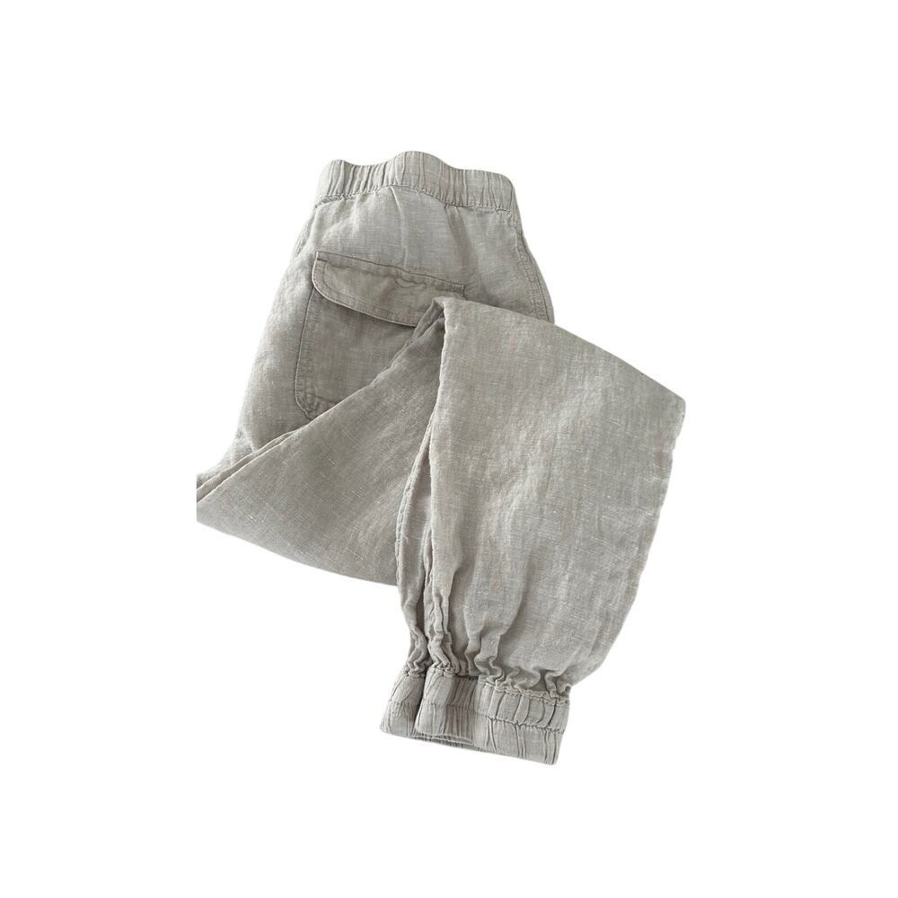 Nicole Miller Linen Jogger Pants Womens M Natural Cargo Drawstring Coastal Boho - Picture 6 of 10